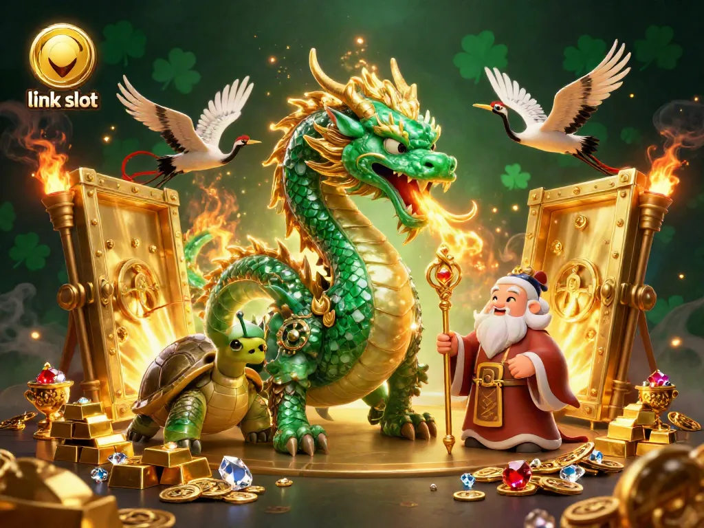 Experience the thrill of winning with the link slot and majestic characters in 3D casino art.