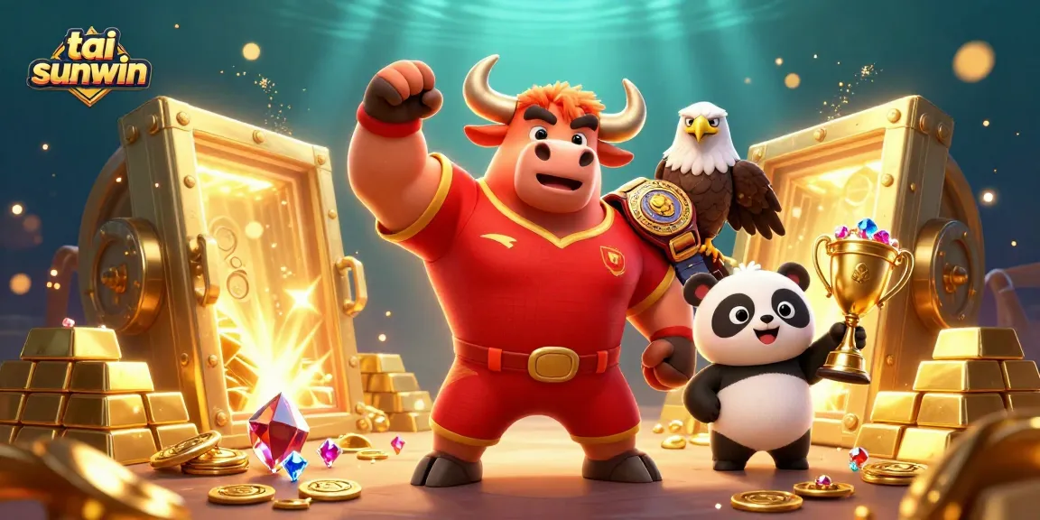 Experience the thrill of tai sunwin with winning gems, golden trophies, and excitement in one dynamic scene.