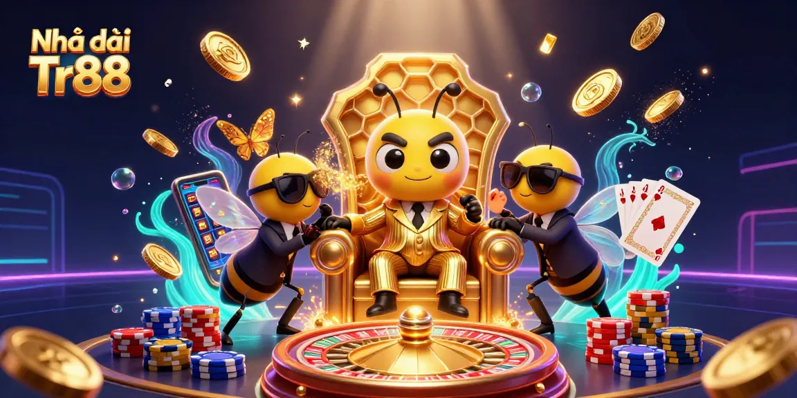 Experience thrilling wins with Nhà cái Tr88's latest casino adventures in a vibrant 3D scene.