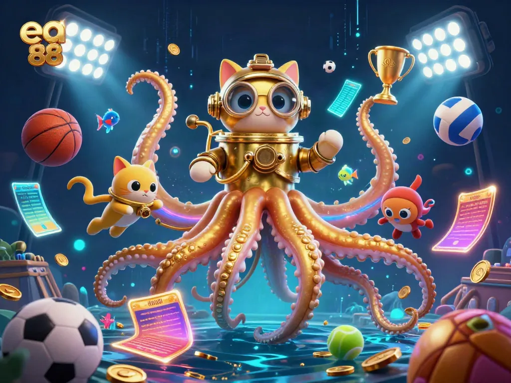 Engage with the thrilling world of ea 88 through dynamic sports elements and a captivating kraken scene.